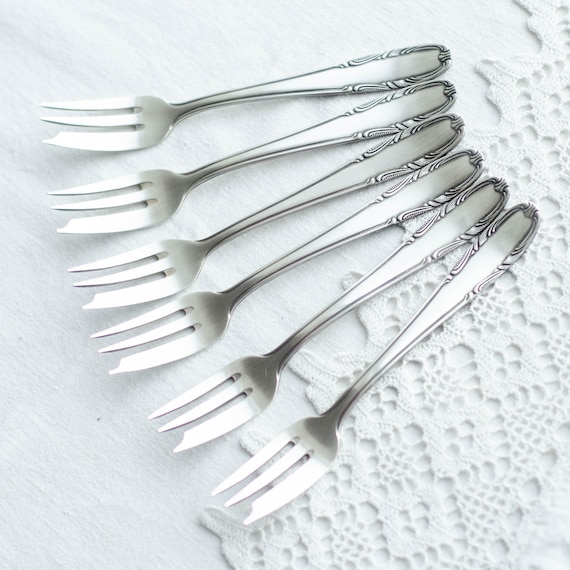 ヴィンテージデザートフォーク - 銀メッキのドイツ製シルバーウェア6本