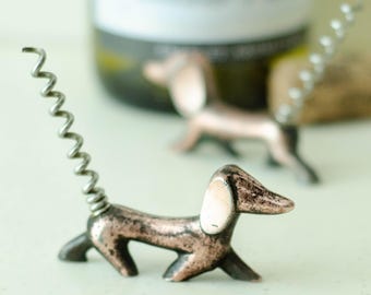 Hunting Dog corkscrew - Dachshund wine bottle opener, Unique Walter Bosse Style gifts for Mancave decor