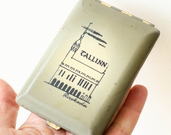 Caja de cigarrillos TALLIN titular de la tarjeta de visita, billetera de metal vintage soviética de Ucrania