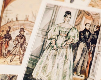 Alexander Pushkin postcard set of 32: USSR home library decor, Collectible art (1987)