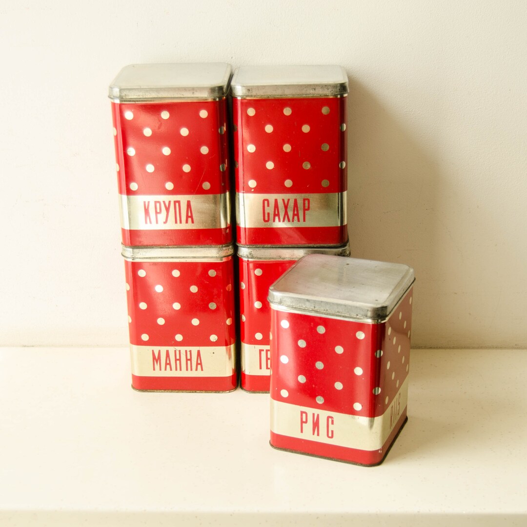 Soviet Vintage Food Storage Box With Lid Antique Tin Box From Etsy