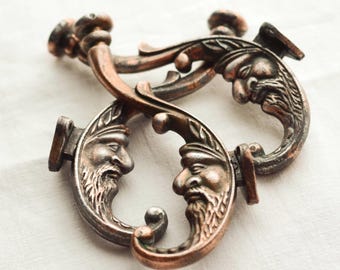 Vintage Man in the Moon coat hook - Crescent Moon face wall hanging for Celestial nursery