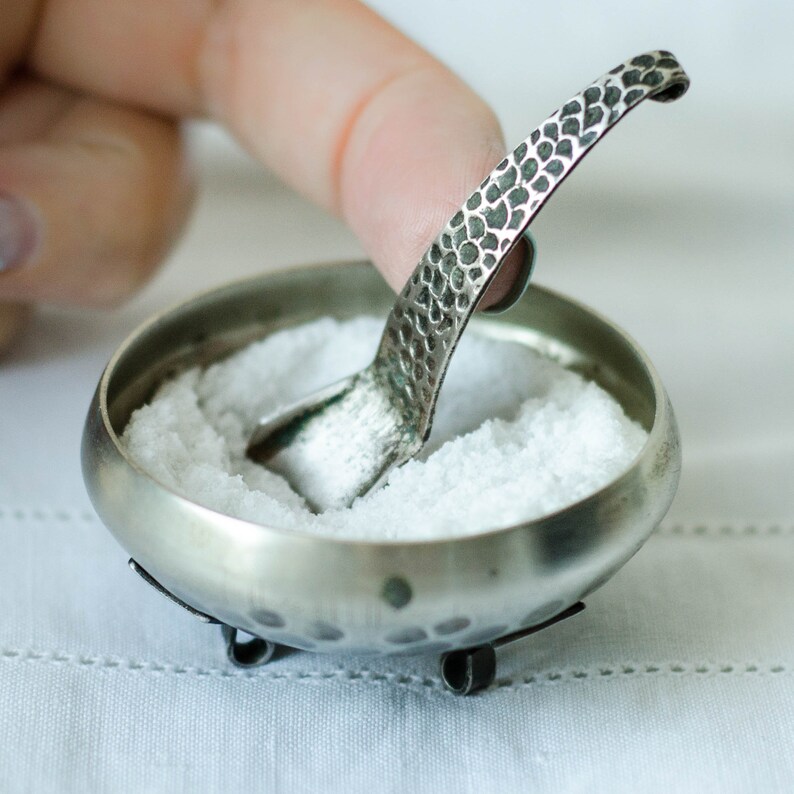 Vintage SALT CELLAR Spoon Metal Salt Cellars with Salt Spoon Etsy