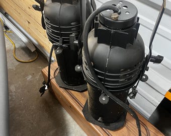 Lot of 2 Altman Stage Lighting Fixtures Theater Spotlights with Lenses – Condition Unknown
