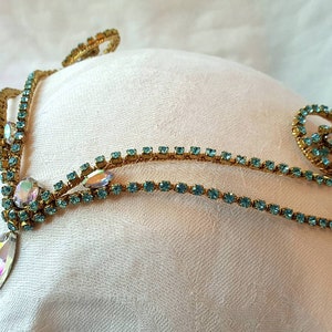 Aqua & Gold Rhinestone Diadem        **Ready to Ship** - Bayadere - Odalisques -Medora - Bridal - Ballet- Cosplay