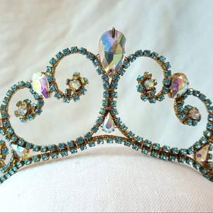 Blue & Gold Rhinestone Tiara **Nina** -Ready to Ship- - Ballet Tiara -Ballet Crown - Florine Headpiece -YAGP -- Bluebird-- Sylvia--