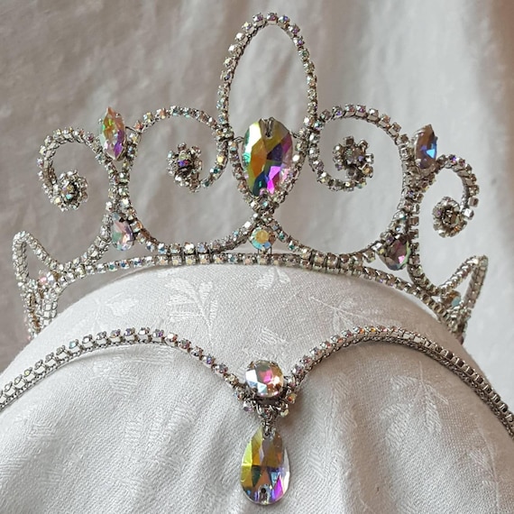 Silver Aurora Borealis Tiara With Diadem-- Sylvia- Nikiya  display picture 1