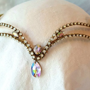 White Opal & Gold Rhinestone Diadem        **Ready to Ship** - Bayadere - Odalisques -Medora - Bridal - Ballet- Cosplay