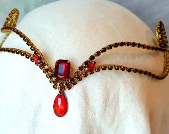 Red & Gold Rhinestone Diadem        **Ready to Ship** - Bayadere - Odalisques -Medora - Elven - Ballet- Cosplay