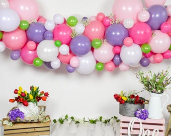 DIY Spring on Easter Balloon Garland | DIY Pastel Balloon Arch, Easter Party Balloon Decorations, Somebunny is one Easter Balloons Decor