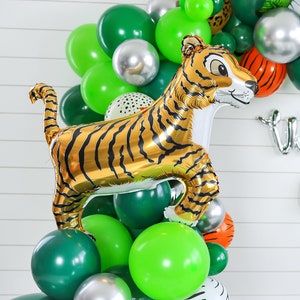 Tiger Balloon | Wild One Jungle Birthday Decor, Rainforest Safari Party, Party Animals, Two Wild, Wild & Three, Zoo Animals Party Adventure