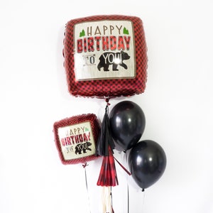 Lumberjack Birthday Balloon | Lumberjack First Birthday Decor, Buffalo Plaid Onederland, Bear Birthday Party, Cake Smash, Nursery, Oh Deer