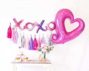 Valentine Balloon Tassel Party Box | Galentine's Valentine's Party Decorations, Sweetheart Bridal Shower Decor, Engagement Party