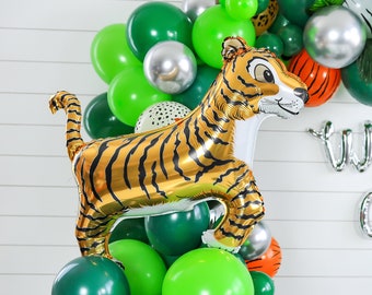 Tiger Balloon | Wild One Jungle Birthday Decor, Rainforest Safari Party, Party Animals, Two Wild, Wild & Three, Zoo Animals Party Adventure