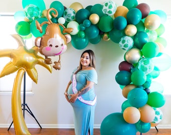 DIY Jungle Balloon Garland | DIY Jungle Balloon Arch, Monkey Jungle Baby Shower, Wild One Jungle Birthday Decor, Rainforest Safari Party