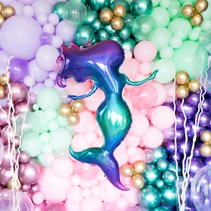 Mermaid Holographic Balloon | Mermaid Party Decorations, Under the Sea Ocean Decor, Metallic Mermaid Party, Birthday, Shellebrate