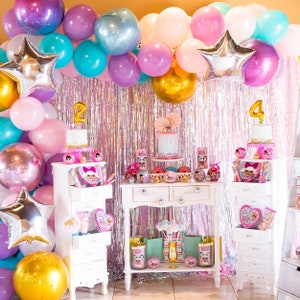 DIY Unicorn Star Balloon Garland | Unicorn Birthday Party Decor, Balloon Arch, Magical Party, Unicorn Photo Backdrop, Pastel Rainbow Decor