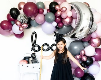 DIY Halloween Witch Balloon Garland | DIY Halloween Arch, Spooky Halloween Party Decor, Haunted House Decor, Cheers Witches Backdrop