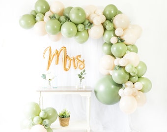 DIY Eucalyptus Balloon Garland | Sage Eucalyptus Leaf Balloon Arch Decor, Fiesta Bridal Shower, Cactus First Birthday Baby Decorations