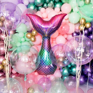 Mermaid Tail Holographic Balloon | Mermaid Party Decorations, Under the Sea Ocean Decor, Metallic Mermaid Party, Birthday, Shellebrate