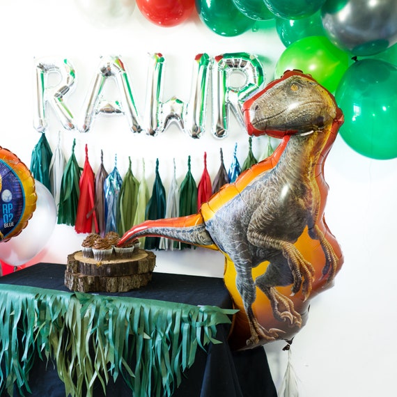 Raptor Balloon Jurassic Dinosaur Balloon Decor T Rex Etsy
