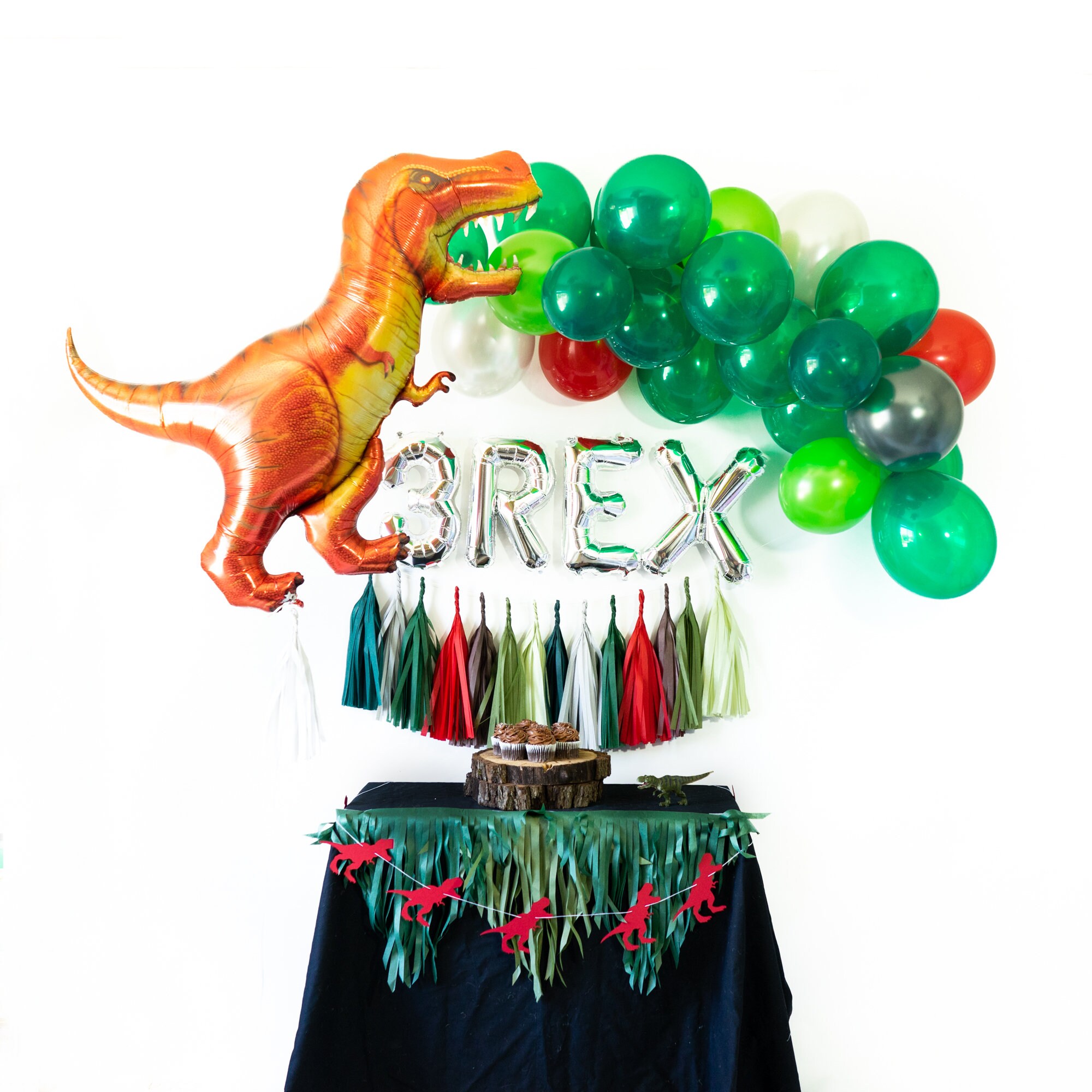 3REX Balloon Garland | 3REX Banner, Dinosaur T-rex Triceratops ...