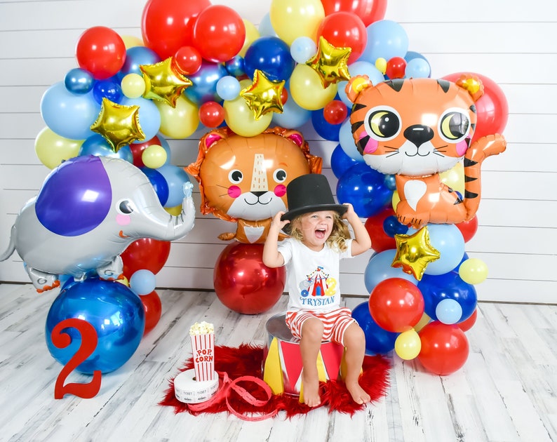 DIY Circus & Carnival Balloon Garland Red Blue Yellow Arch image 0