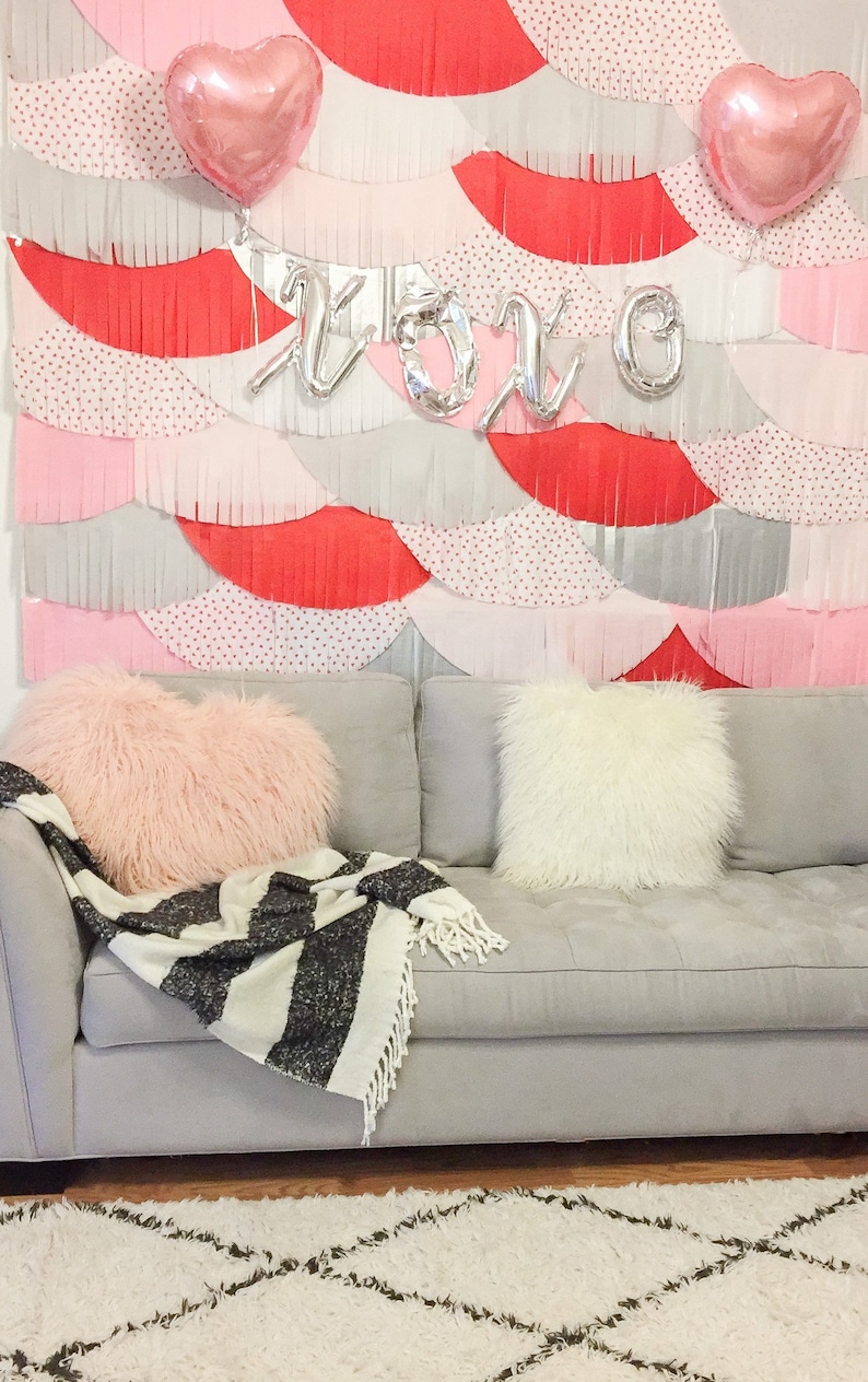 Diy Valentine Fiesta Fringe Scallop Backdrop Valentine S Etsy