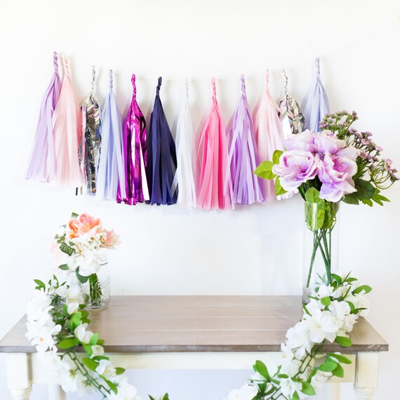 Purple Crush Pink Purple Silver Paper Tassel Garland Bridal Etsy