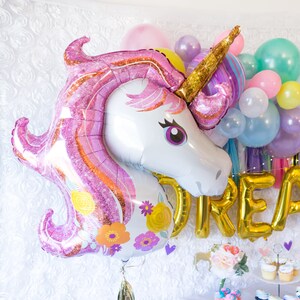 UNICORN DREAMS Balloon Party Box Unicorn Paper Tassels, Unicorn Birthday Party Decor, Balloon Arch, Magical Party, Unicorn Photo Backdrop image 2