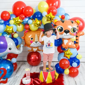 DIY Circus & Carnival Balloon Garland Red Blue Yellow Arch, Carnival Party Decorations, Circus Party Decor, Two Wild, Safari Zoo Animal image 3