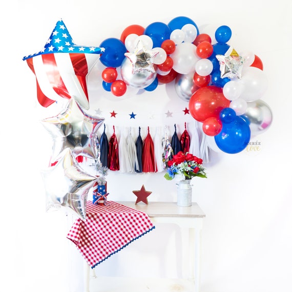 America Balloon Tassel Party Box 4th Of July Patriotic Etsy