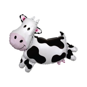 Cow Balloon | Banyard Birthday Party Decorations, Farm Party Decor, Tractor Cow Rooster Pig, Western Cowboy Baby Shower, Animal Banner