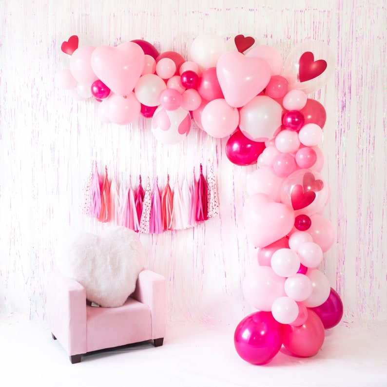 DIY Valentine Balloon Garland Galentine's Valentine's Party Decorations, Sweetheart Bridal Shower Decor, Engagement Party image 2