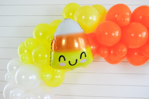 Candy Corn Halloween Balloon | Spooky Halloween Party Decor, Haunted House Decorations, Baby Shower, Trick or Treat, Jack o' Lantern
