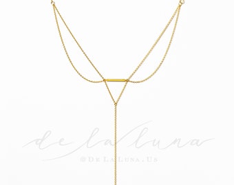 Long Back Necklace - Apollo (BN-05S) Gold + Pearl