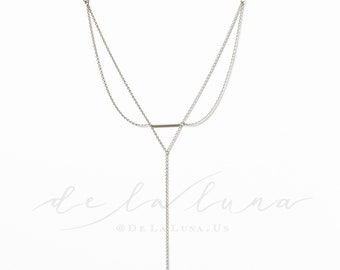 Long Back Necklace - Apollo (BN-05S) Silver + Pearl