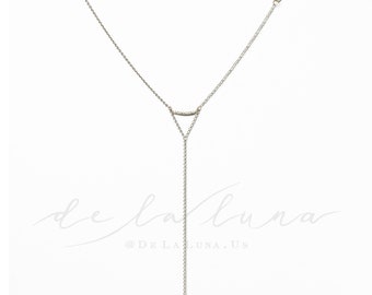 Crescent - Back Necklace (BN-06S) Silver + Pearl