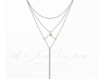 Pearl Moon & Stars - Back Necklace (BN-01) - Silver
