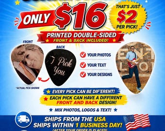 8 custom guitar picks, Custom Guitar Pick, Custom Guitar Picks, Personalized Guitar Pick