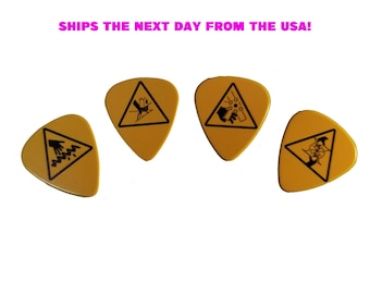 4/8 Warning Guitar Pics , Warning Guitar Pick, Hazard Guitar Pick, Custom Guitar Picks, Personalized Guitar Pick