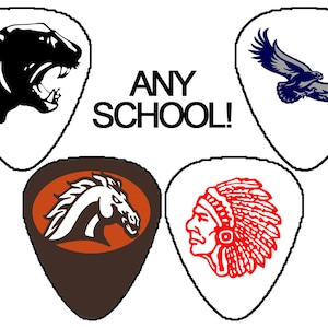 8 School Logo Guitar Picks - GRADUATION PRESENT, Custom Guitar Pick, Custom Guitar Picks, Personalized Guitar Pick, stocking stuffer
