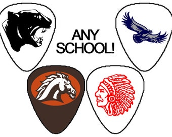 8 School Logo Guitar Picks - GRADUATION PRESENT, Custom Guitar Pick, Custom Guitar Picks, Personalized Guitar Pick, stocking stuffer