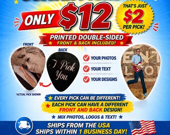 6 Custom Guitar Picks, Custom Guitar Pick, Custom Guitar Picks, Personalized Guitar Pick, Photo Guitar Pick