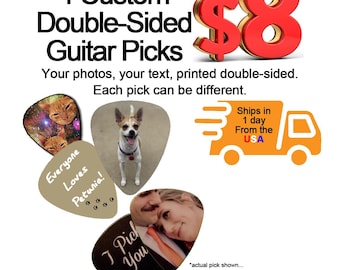 4 Custom Guitar Picks, Custom Guitar Pick, Custom Guitar Picks, Personalized Guitar Pick, Photo Guitar Pick