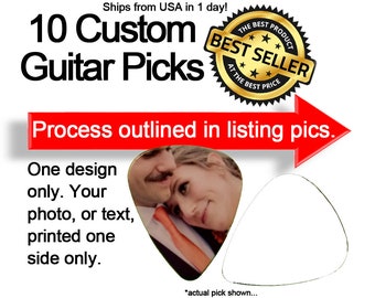 10 custom single sided guitar picks, Custom Guitar Pick, Custom Guitar Picks, Personalized Guitar Pick