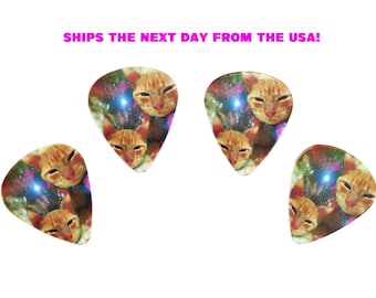 4 GALAXY CATS guitar picks, Custom Guitar Pick, Custom Guitar Picks, Personalized Guitar Pick