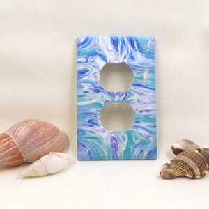 Painted Outlet Cover Purple, White and Turquoise