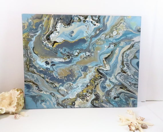 Original Abstract Acrylic Pour Painting 16x20 Inch Modern Wall Art