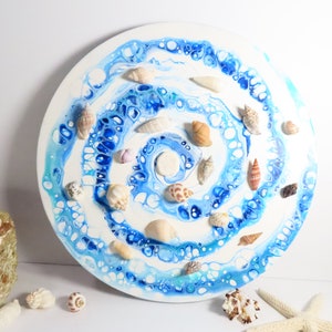 Seashell Painting: Original Abstract Acrylic Wall Art, 12 Inch